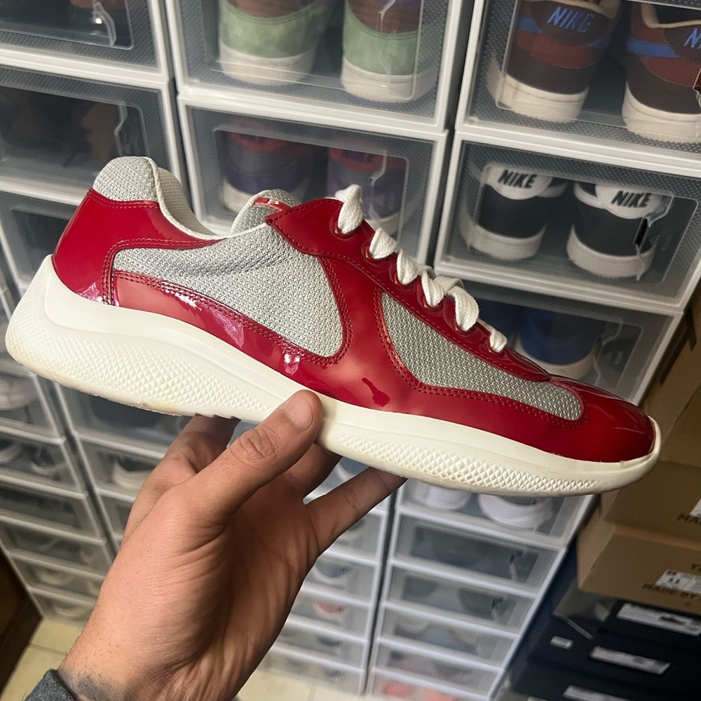 Prada Red and White Men's Sneakers